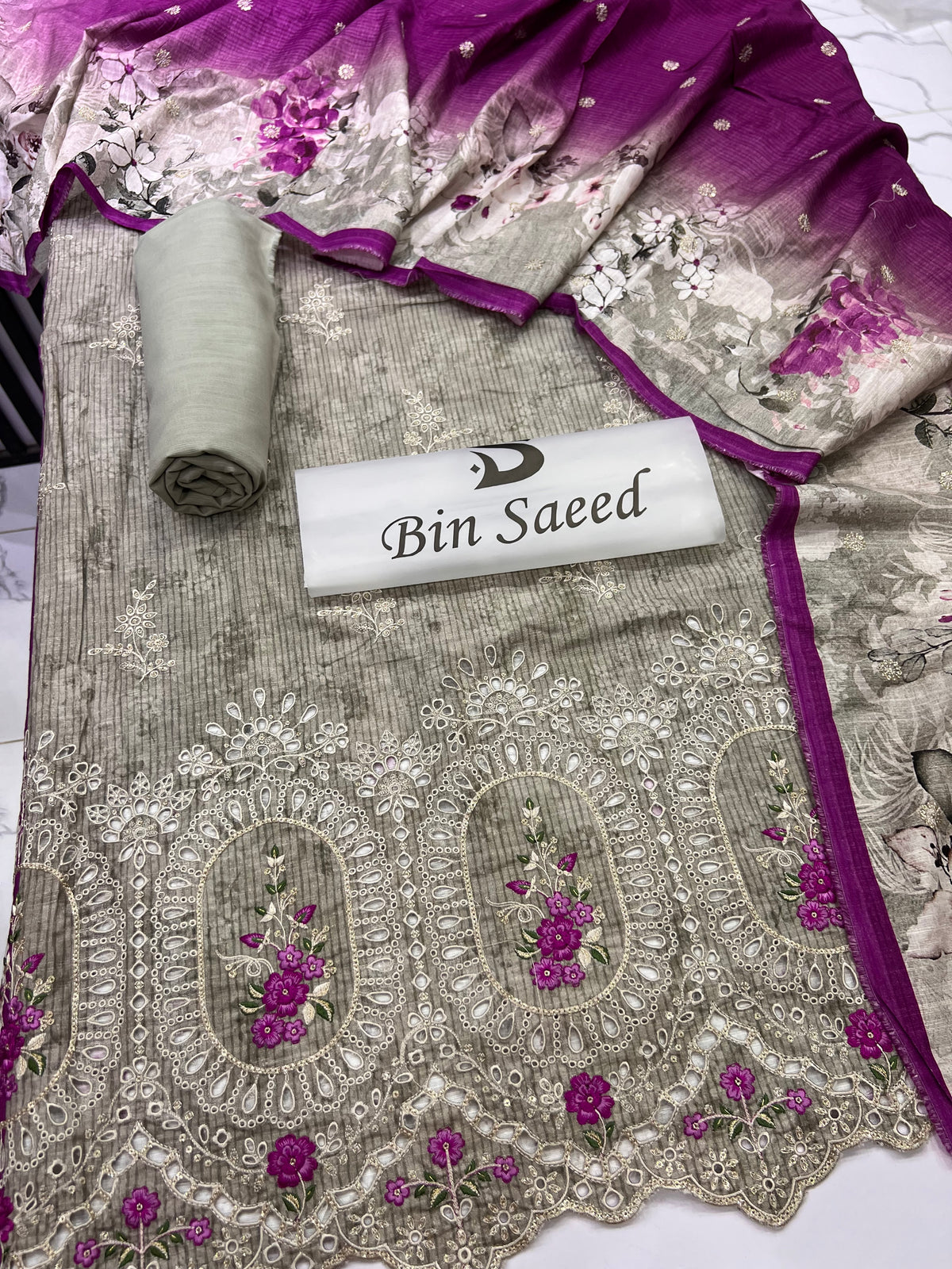 Bin Saeed Embroidered Khaddar 3-Piece Suit