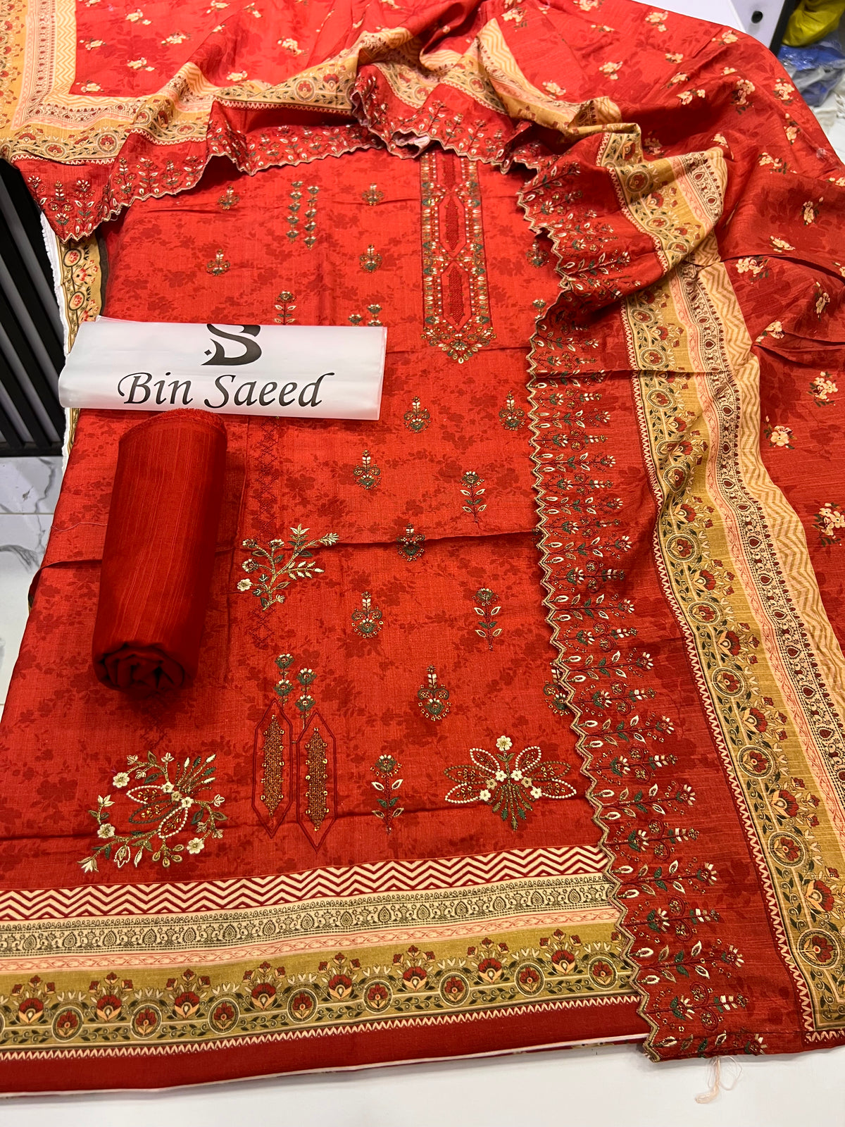 Bin Saeed Embroidered Khaddar 3-Piece Suit