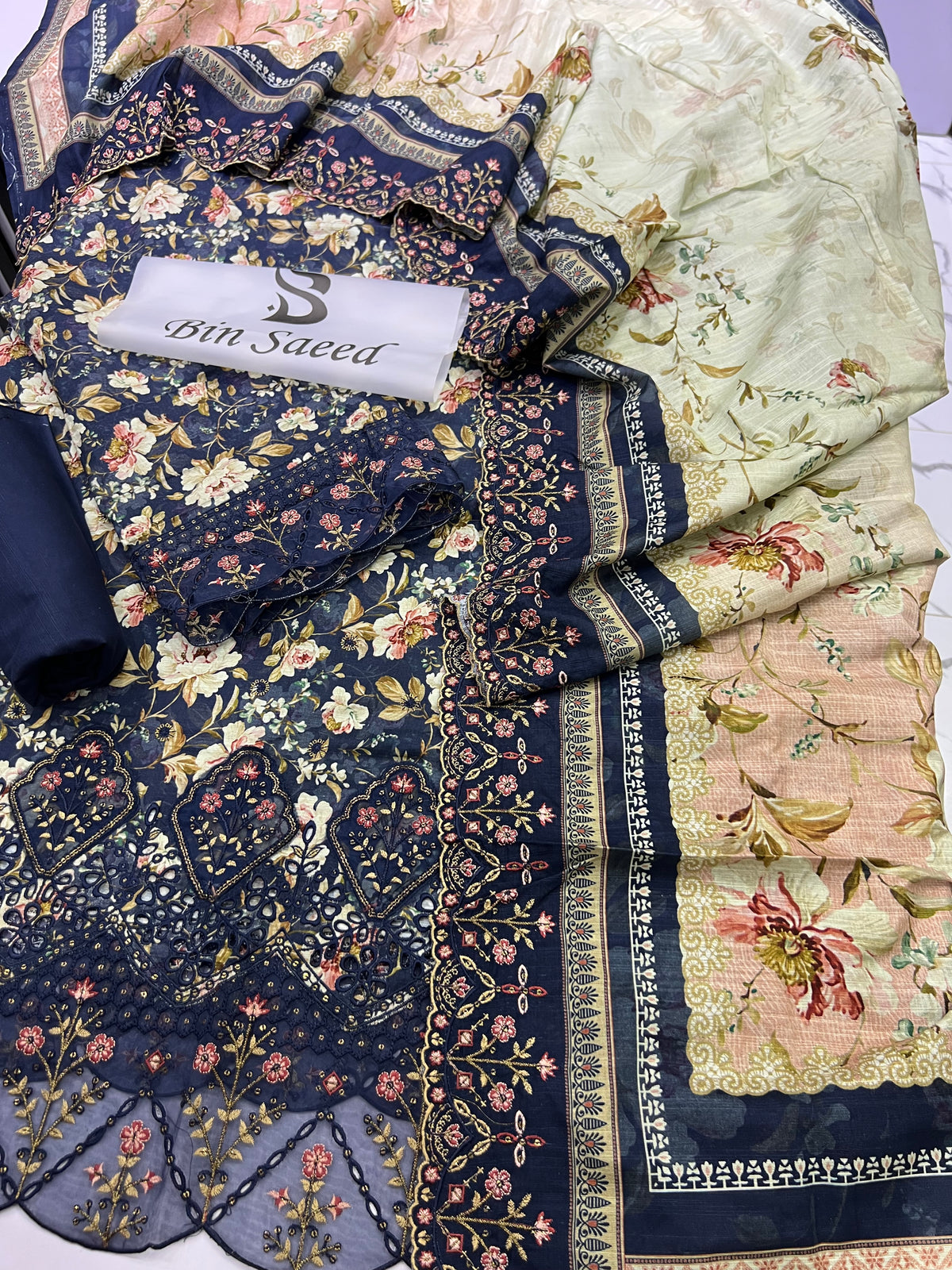 Bin Saeed Embroidered Khaddar 3-Piece Suit