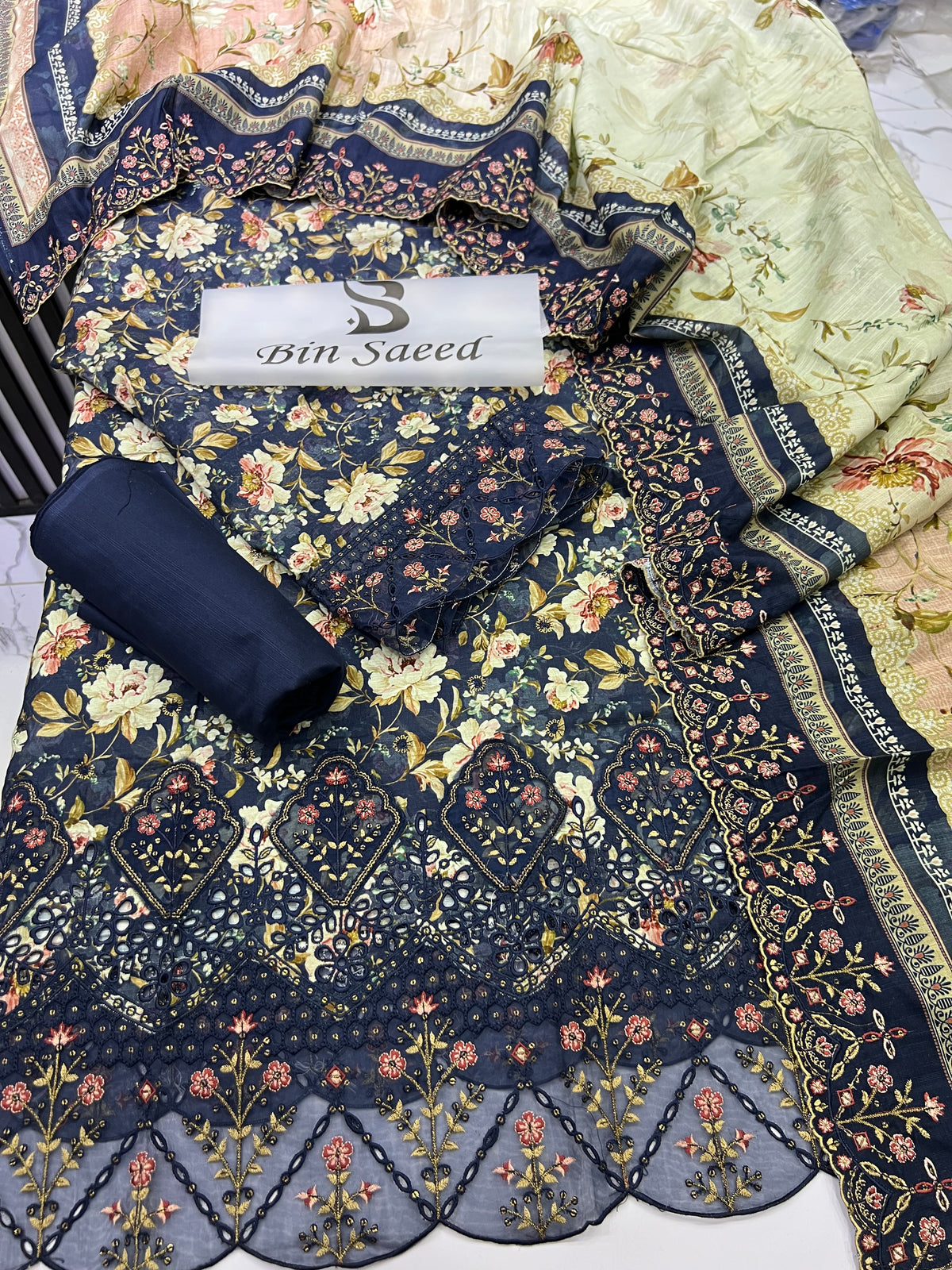 Bin Saeed Embroidered Khaddar 3-Piece Suit