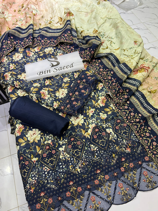 Bin Saeed Embroidered Khaddar 3-Piece Suit