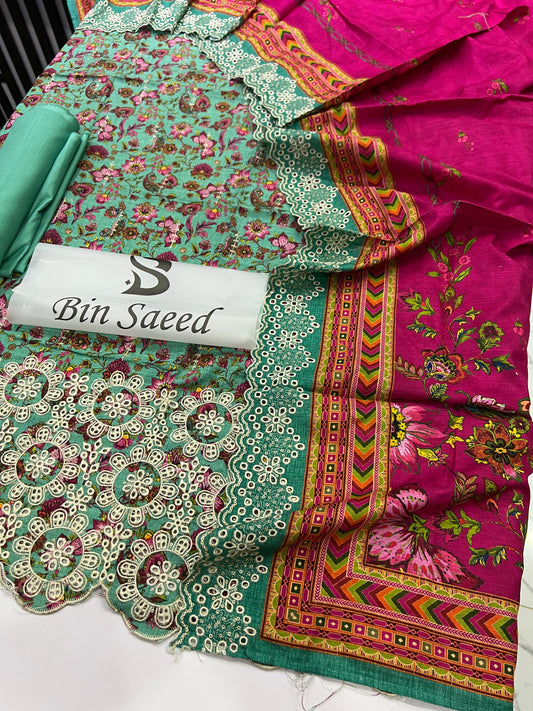 Bin Saeed Embroidered Khaddar 3-Piece Suit