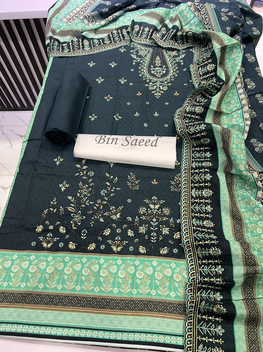 Bin Saeed Embroidered Khaddar 3-Piece Suit