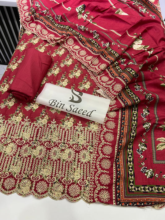 Bin Saeed Embroidered Khaddar 3-Piece Suit